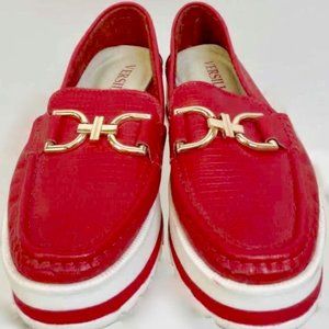 Loafer Red White Platform Horsebit Versilia sz eur 40